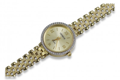 Prześliczny 14k 585 złoty damski zegarek Geneve lw039y