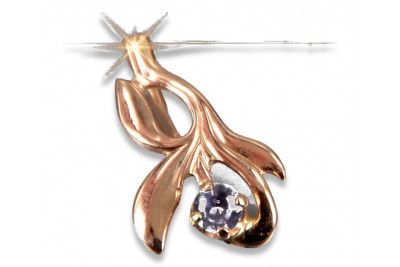 Russe soviétique rose 14k 585 or alexandrite rubis émeraude saphir zircon ... pendentif VPC002