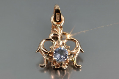 Russische sowjetische Rose 14k 585 Gold Alexandrit Rubin Smaragd Saphir Zirkon ... Anhänger vpc004