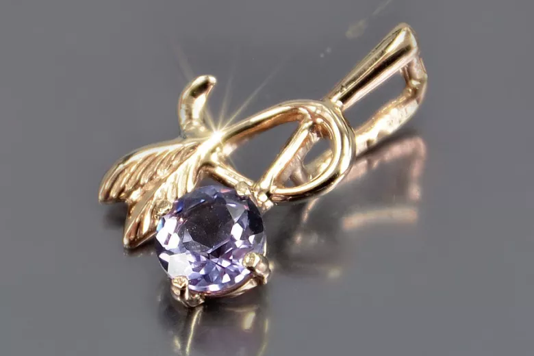 Russische sowjetische Rose 14k 585 Gold Alexandrit Rubin Smaragd Saphir Zirkon ... Anhänger vpc005