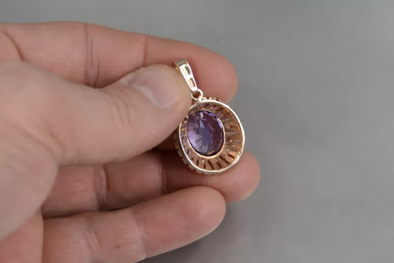 Vintage rose gold plated silver 925 alexandrite ruby emerald sapphire zircon ... pendant vpc007rp