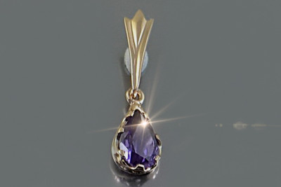 Russische sowjetische Rose 14k 585 Gold Alexandrit Rubin Smaragd Saphir Zirkon ... Anhänger vpc012