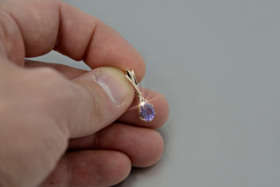 Russische sowjetische Rose 14k 585 Gold Alexandrit Rubin Smaragd Saphir Zirkon ... Anhänger vpc012