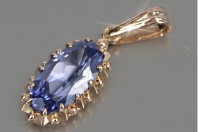 Russische sowjetische Rose 14k 585 Gold Alexandrit Rubin Smaragd Saphir Zirkon ... Anhänger vpc016