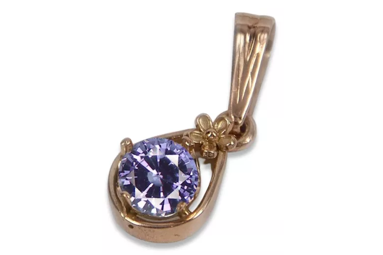 Russische sowjetische Rose 14k 585 Gold Alexandrit Rubin Smaragd Saphir Zirkon ... Anhänger vpc017