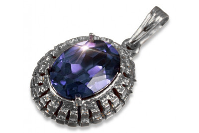 Pendentif soviétique argent 925 avec saphir alexandrite rubis émeraude émeraude aigue-marine zircon vpc007s