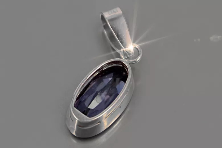 Pendentif soviétique argent 925 avec saphir rubis alexandrite émeraude émeraude aigue-marine vpc011s