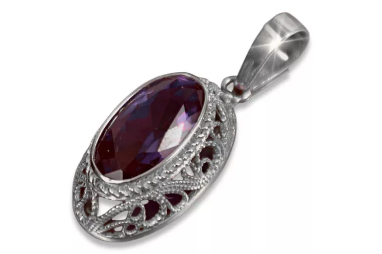 Pendentif soviétique argent 925 avec saphir rubis alexandrite émeraude émeraude aigue-marine vpc014s