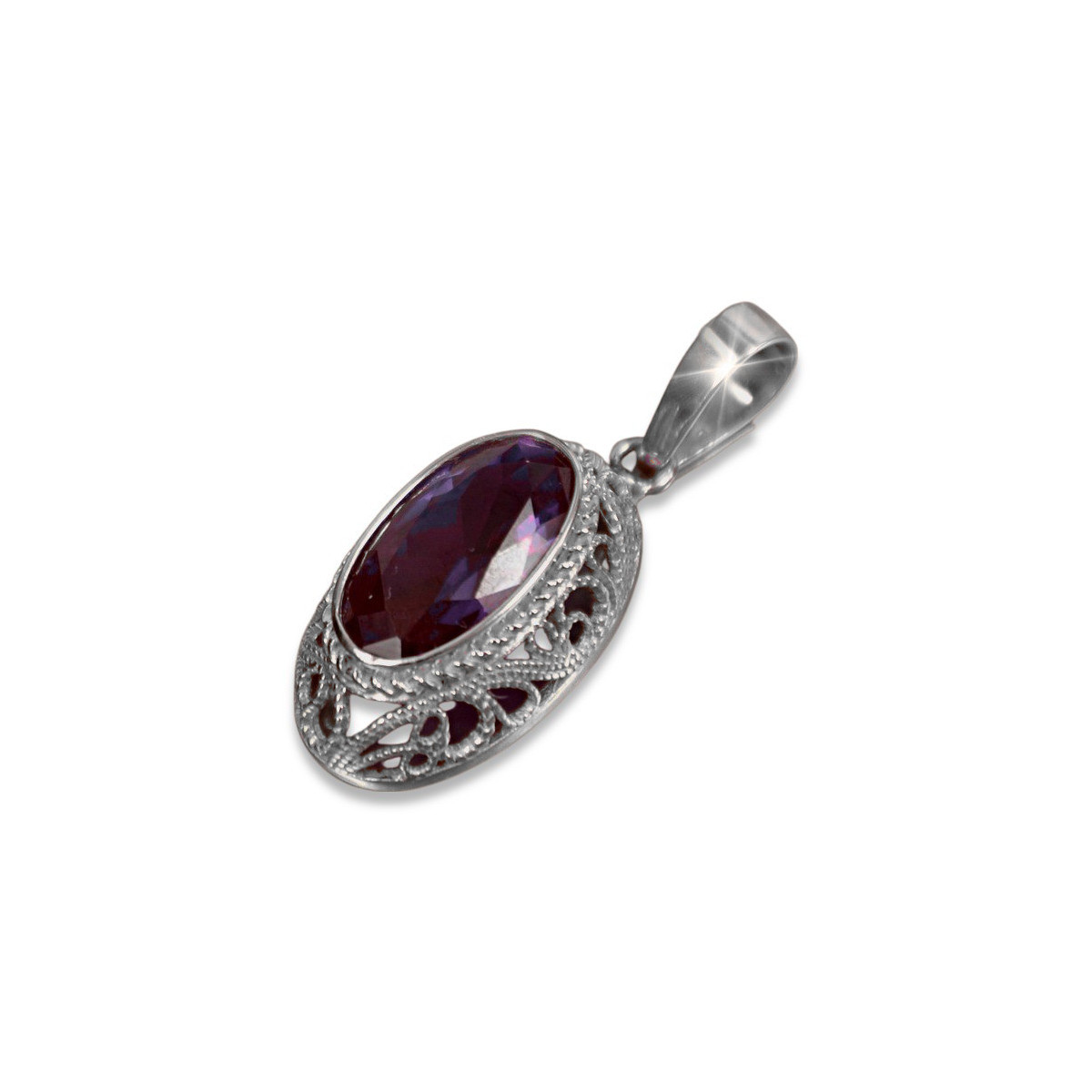 Pendentif soviétique argent 925 avec saphir rubis alexandrite émeraude émeraude aigue-marine vpc014s