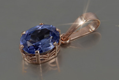 Ruso soviético oro rosa chapado plata 925 alejandrita rubí esmeralda zafiro zircón ... Colgante VPC015RP