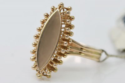 Russe soviétique rose rose 14k 585 or Bague vintage vrn042