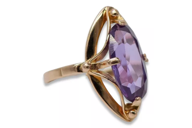 Russie soviétique rose 14k 585 or Alexandrite rubis émeraude saphir Zircon bague vrc004