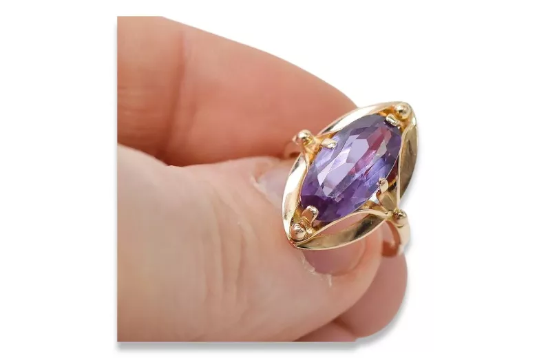 Russie soviétique rose 14k 585 or Alexandrite rubis émeraude saphir Zircon bague vrc004