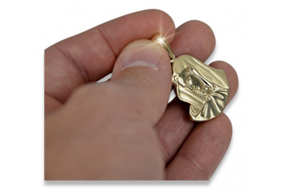 Italien jaune 14k 585 or Mary médaillon icône pendentif pm003y