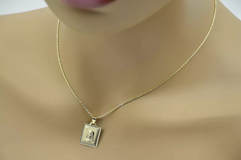 Italien jaune 14k 585 or Mary médaillon icône pendentif pm002y