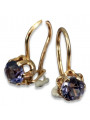 Boucles d’oreilles en or rose soviétique russe 14k 585 vec019 alexandrite rubis émeraude saphir ...