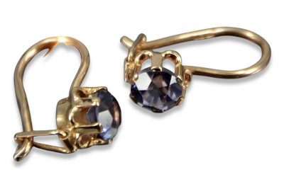 Boucles d’oreilles en or rose soviétique russe 14k 585 vec019 alexandrite rubis émeraude saphir ...