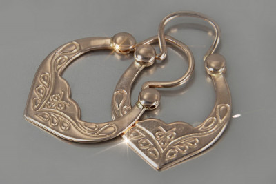 Ретро 14k розово златни Гипси обици, оригинални и без камъни ven119