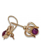 Boucles d’oreilles en or rose soviétique russe 14k 585 vec113 alexandrite rubis émeraude saphir ...