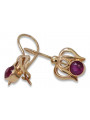 Boucles d’oreilles en or rose soviétique russe 14k 585 vec113 alexandrite rubis émeraude saphir ...