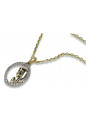 14k gold Mother of God medallion & Anchor chain pm011y&cc003y