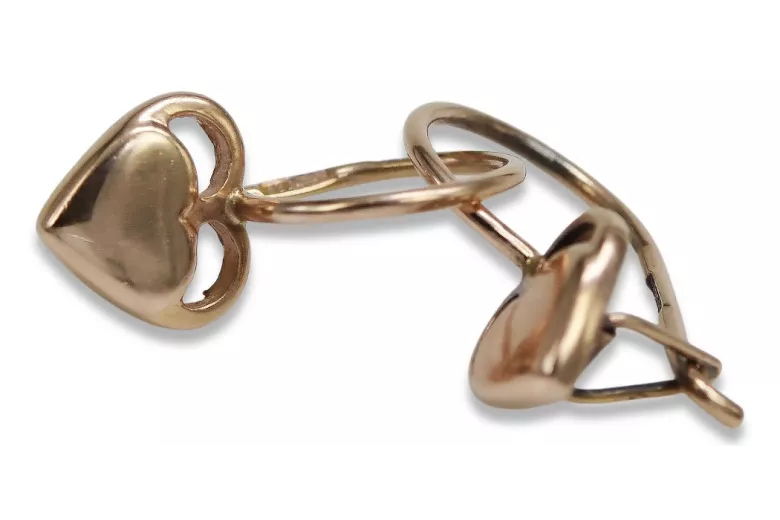 "No Stones, Pure Vintage Inspired 14K Rose Gold Heart Earrings" ven212