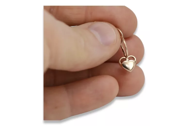 "No Stones, Pure Vintage Inspired 14K Rose Gold Heart Earrings" ven212