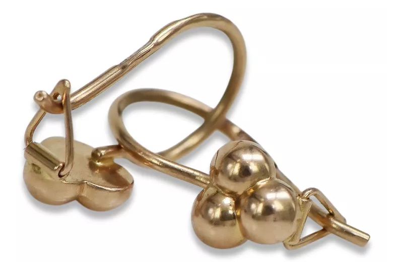 "Boucles d'oreilles vintages en or rose 14k 585, modèle Pas de pierres" ven198