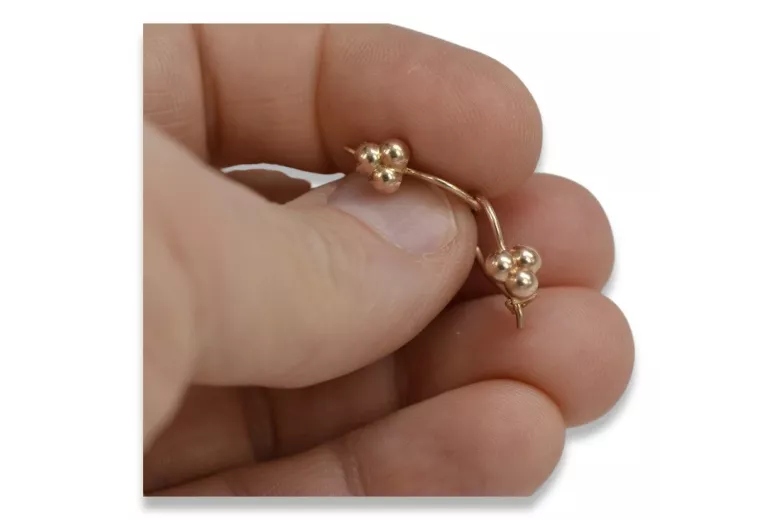 Genuine Vintage 14K Rose Gold Ball Earrings in Pink, No Stones Included ven198