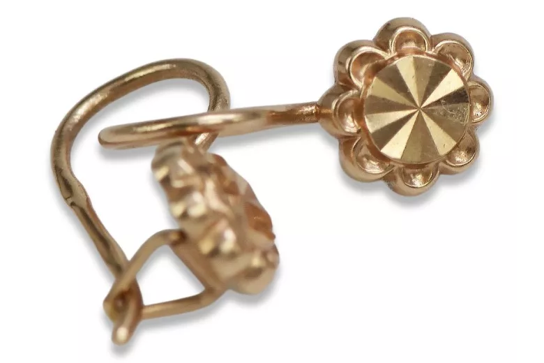 "Authentic Vintage 14K 585 Rose Gold Flower Earrings, No Stones" ven229