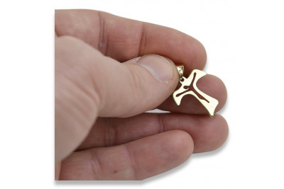 Italienisches gelbes katholisches Jesuskreuz aus 14 Karat 585er Gold ctc004y