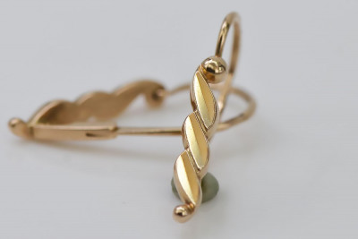 "Elegantes Aretes de Hoja Vintage en Oro Rosa 14k 585, sin Piedras" ven105