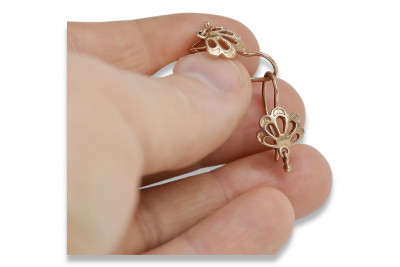 "Aur roz de 14k 585 - Cercei vintage originali fără pietre" ven136