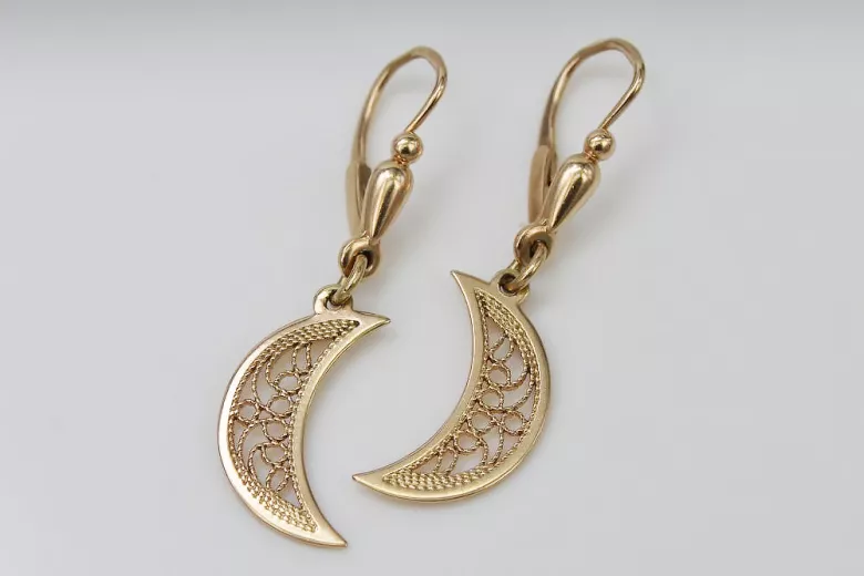 "Aretes de bola vintage en oro rosa antiguo de 14k y sin piedras" ven174