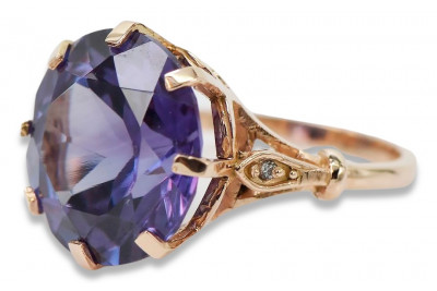 Bague Russe Soviétique Rose Or 14K Alexandrite Rubis Émeraude Saphir Zircon 585 vrc073