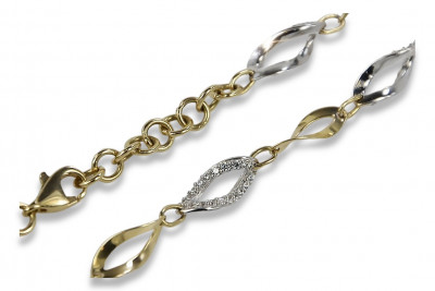 Yellow white Italian 14k gold fancy bracelet cfb003yw