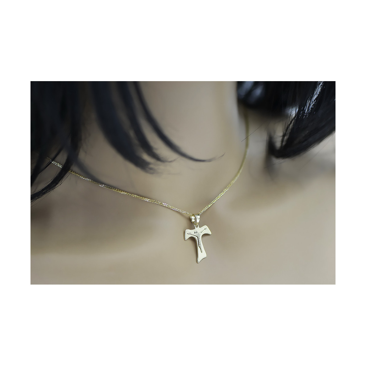 Gold cross with a chain ★ zlotychlopak.pl ★ Gold stamp 585 333 Low price!