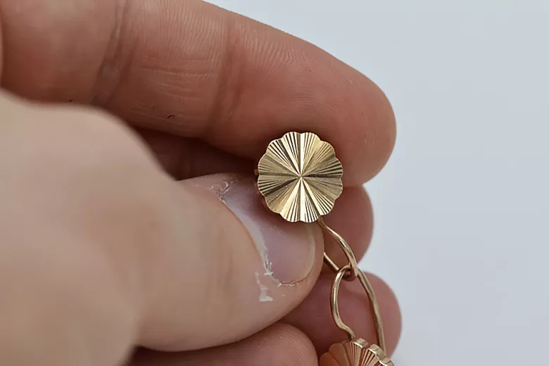 Authentic Vintage 14K 585 Rose Gold Flower Earrings - No Stones ven135