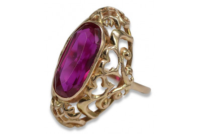 "Bijou Élégant: Bague Rubis Ancienne en Or Rose 14 Carats" vrc052