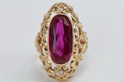 Russisch Sowjetrosa 14 Karat 585 Gold Alexandrit Rubin Smaragd Saphir Zirkon Ring vrc052