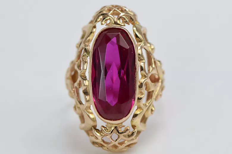 Russie soviétique rose 14k 585 or Alexandrite rubis émeraude saphir Zircon bague vrc052