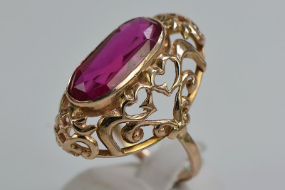 Russisch Sowjetrosa 14 Karat 585 Gold Alexandrit Rubin Smaragd Saphir Zirkon Ring vrc052