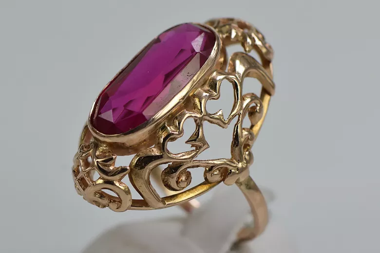 Russie soviétique rose 14k 585 or Alexandrite rubis émeraude saphir Zircon bague vrc052