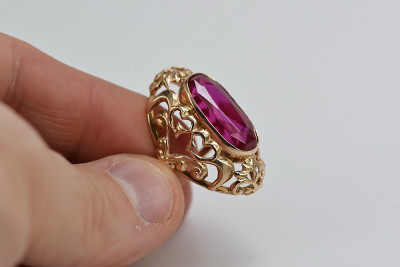 Russie soviétique rose 14k 585 or Alexandrite rubis émeraude saphir Zircon bague vrc052
