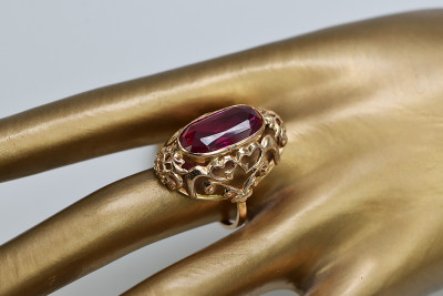 Russisch Sowjetrosa 14 Karat 585 Gold Alexandrit Rubin Smaragd Saphir Zirkon Ring vrc052