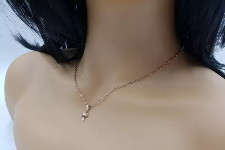 "Authentic Vintage 14K Rose Gold Leaf Pendant, No Stones" vpn018