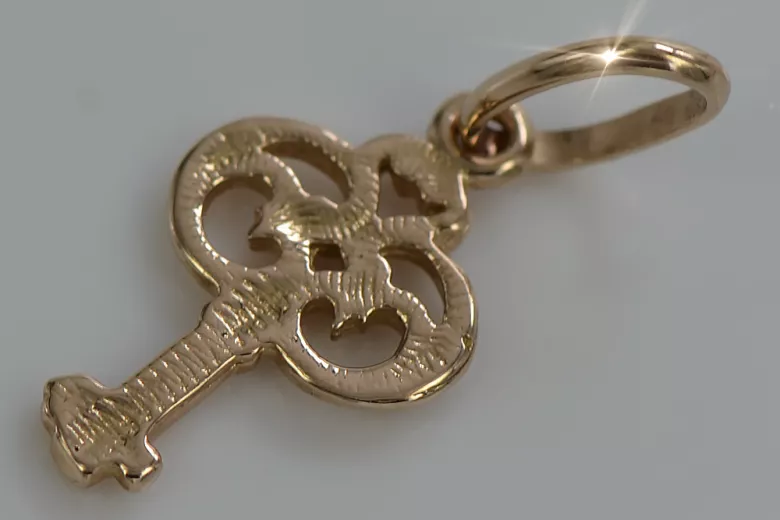 "14K 585 Gold Vintage Key Pendant in Original No Stones Design" vpn019