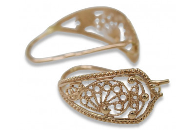 "Elegant Vintage Floral Earrings in Original 14K Rose Gold, No Stones" ven179