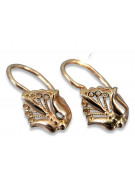 Or Rose 14 Carats 585 Vintage: Boucles d'Oreilles de Fleurs Antiques sans Pierres ven205