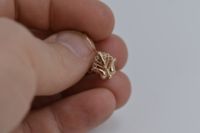 Charmante 14 Karat Vintage-Roségold 585 Blumenohrringe, Originales und Steinloses Design ven205